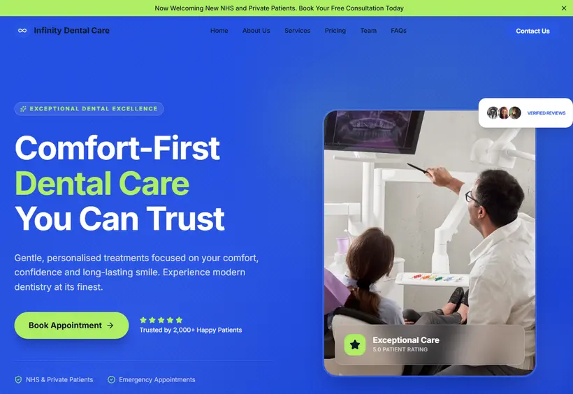 Infinity Dental Care Website